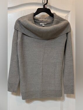 New York & Company Gray Cowl Neck Knit Sweater Small for Women